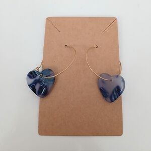 Fashion Jewelry Blue and Gold Heart Earrings